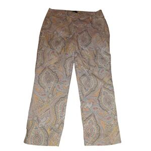 Tribal Womens Paisley Print Straight Leg Crop Pants Multi Color Size 10 Boho